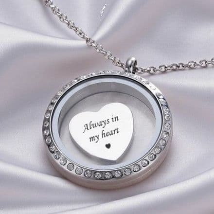 Glass Locket with Engraving on Charm