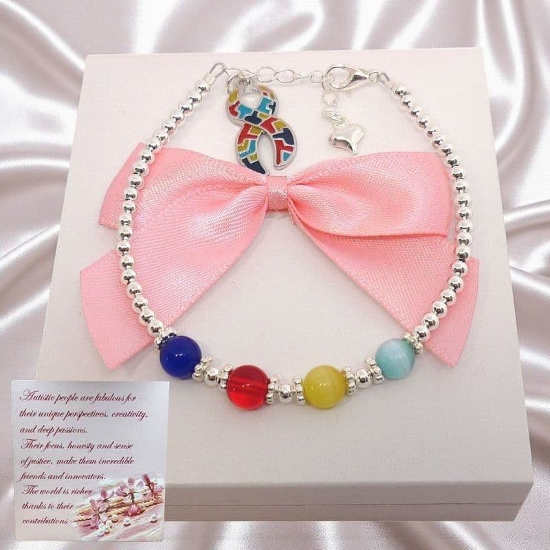 Hand crafted Autism Awareness Bracelet, Gift for Girl or Woman, Autistic Acceptance | Someone Remembered