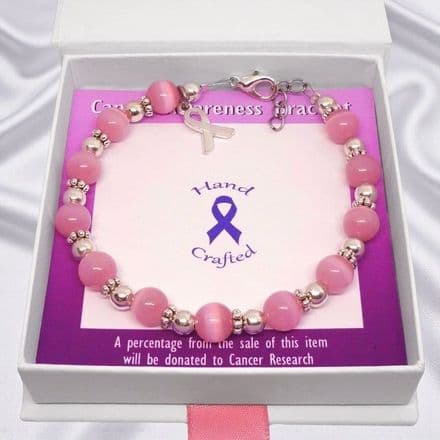 Handcrafted Cancer Awareness Bracelet, Size Adjustable