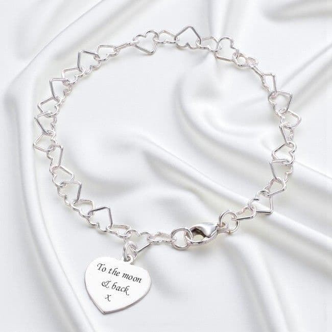 Heart Link Memorial Bracelet with Custom Engraved Heart | Someone Remembered