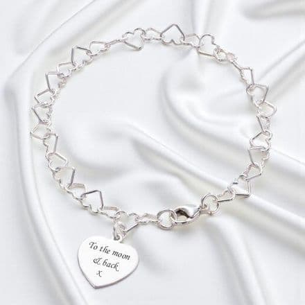 Heart Link Memorial Bracelet with Custom Engraved Heart
