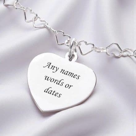 Heart Link Necklace with Custom engraved Heart