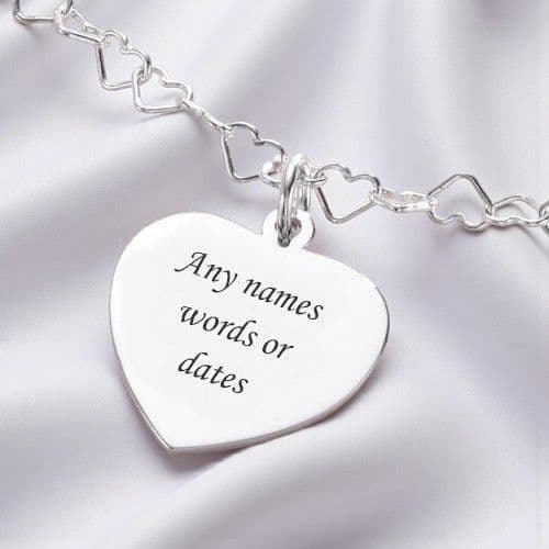 Heart Link Necklace with Custom engraved Heart | Someone Remembered