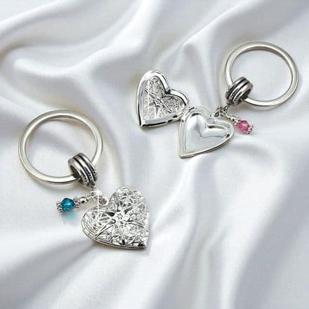 Heart Locket Keyring with Birthstone