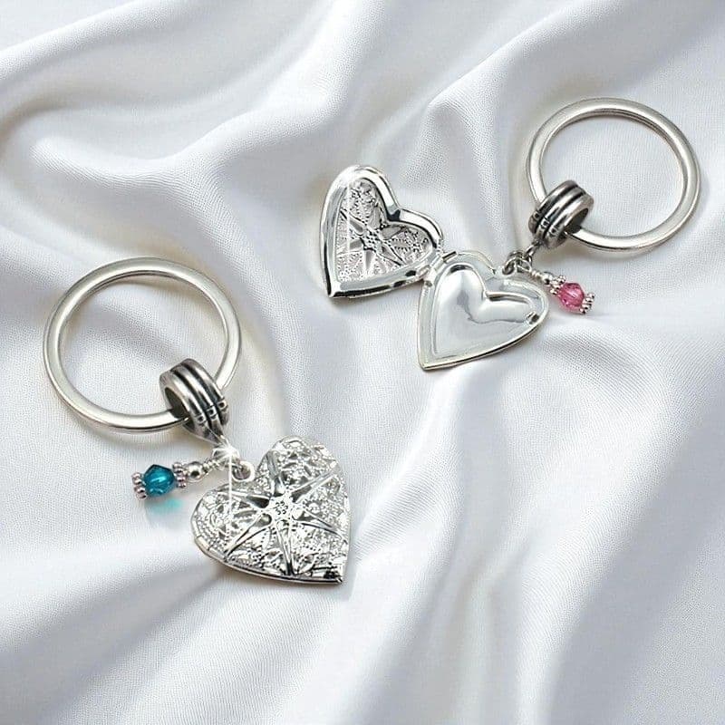 Heart Locket Keyring with Birthstone | Someone Remembered