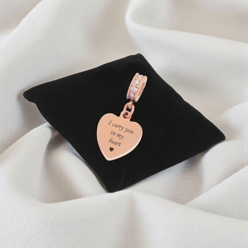 I Carry You, Rose Gold Engraved Memorial Charm| Someone Remembered