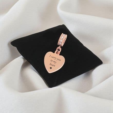 I Carry You, Rose Gold Engraved Memorial Charm