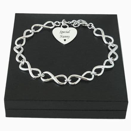 Infinity Link Memorial Bracelet with a Personalised Heart Charm