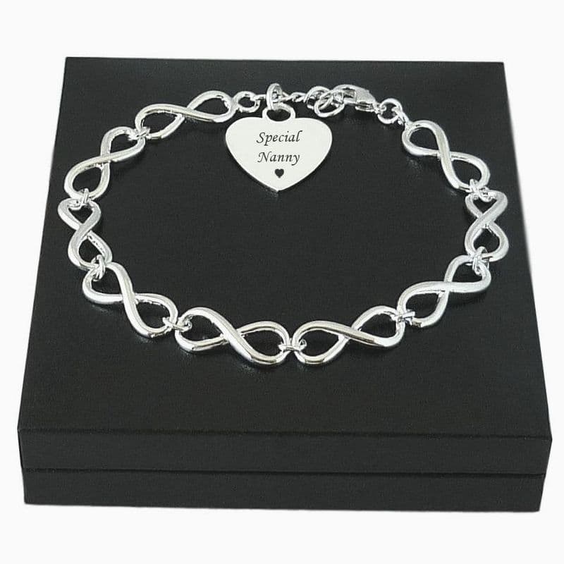 Infinity Link Memorial Bracelet with a Personalised Heart Charm | Someone Remembered