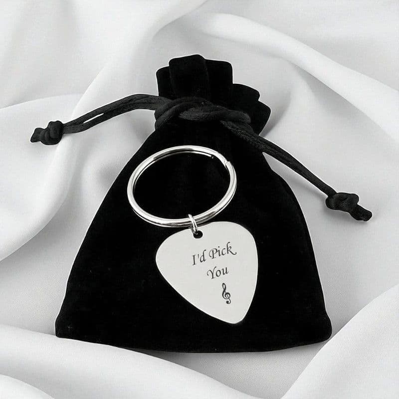 Keyring with Engraved Guitar Pick, Plectrum | Someone Remembered