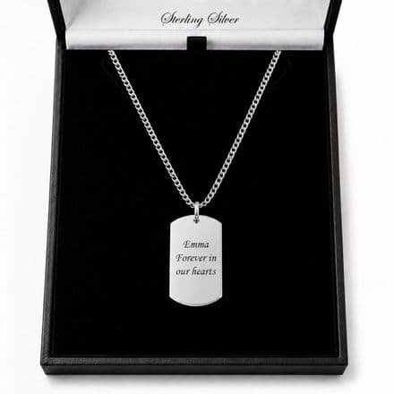 Luxury, Personalised, 925 Stg Silver Dog Tag Necklace Engraving