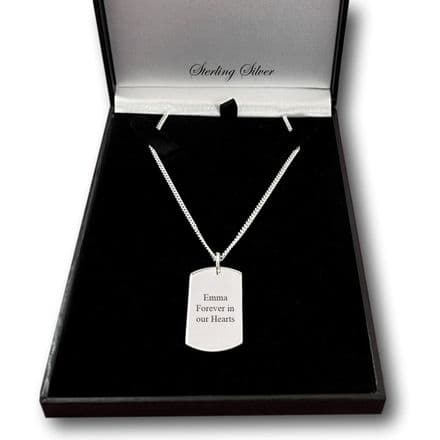 Luxury, Personalised, 925 Stg Silver Dog Tag Necklace Engraving