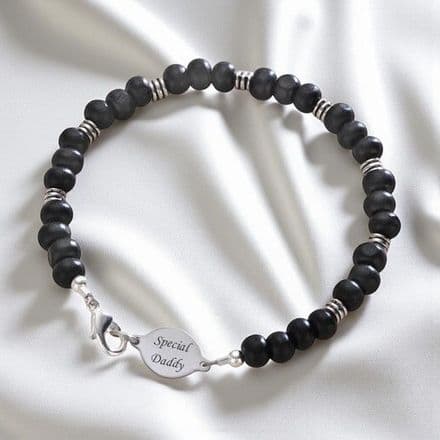 Mans Beaded Bracelet with Engraving