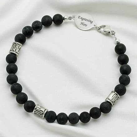 Mans Blackstone Memorial Bracelet with Engraving