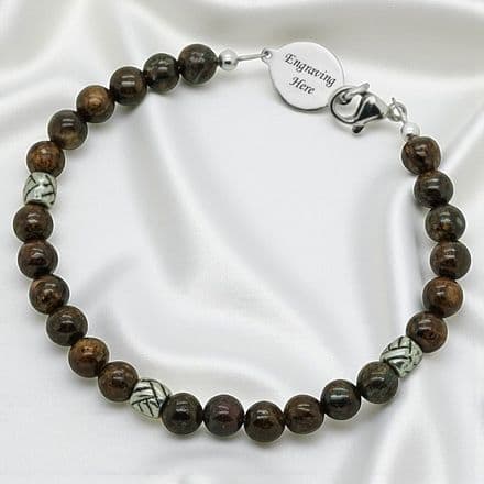Mans Bronzite Memorial Bracelet with Engraving