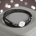 Mans Leather memorial Bracelet with Engraving | Someone Remembered