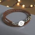 Mans Leather memorial Bracelet with Engraving | Someone Remembered