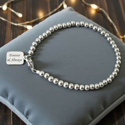Memorial Bracelet with Engraving and Steel Beads for a Man or Boy