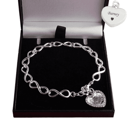 Memorial, Infinity Bracelet with Permanent Image and Engraving