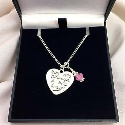 Memorial Necklace with Birthstone, Always in My Heart