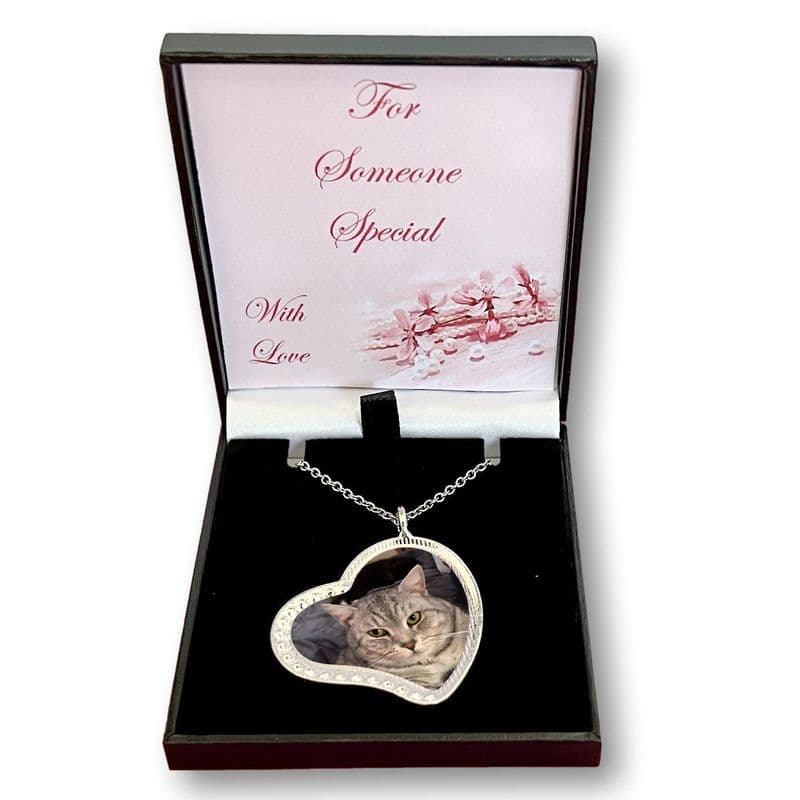 Memorial Side Hanging Heart Necklace with Any Photo, Gift Boxed | Someone Remembered