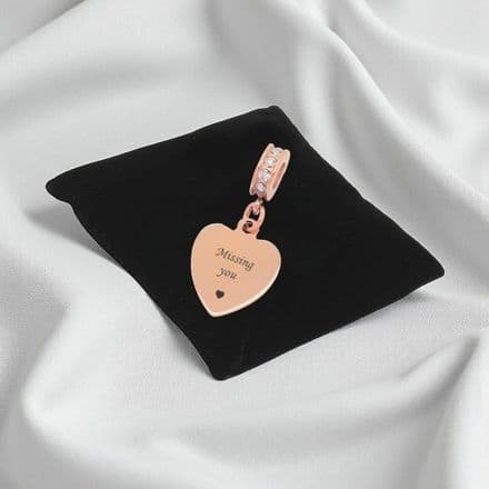 Missing You, Rose Gold Engraved Memorial Charm