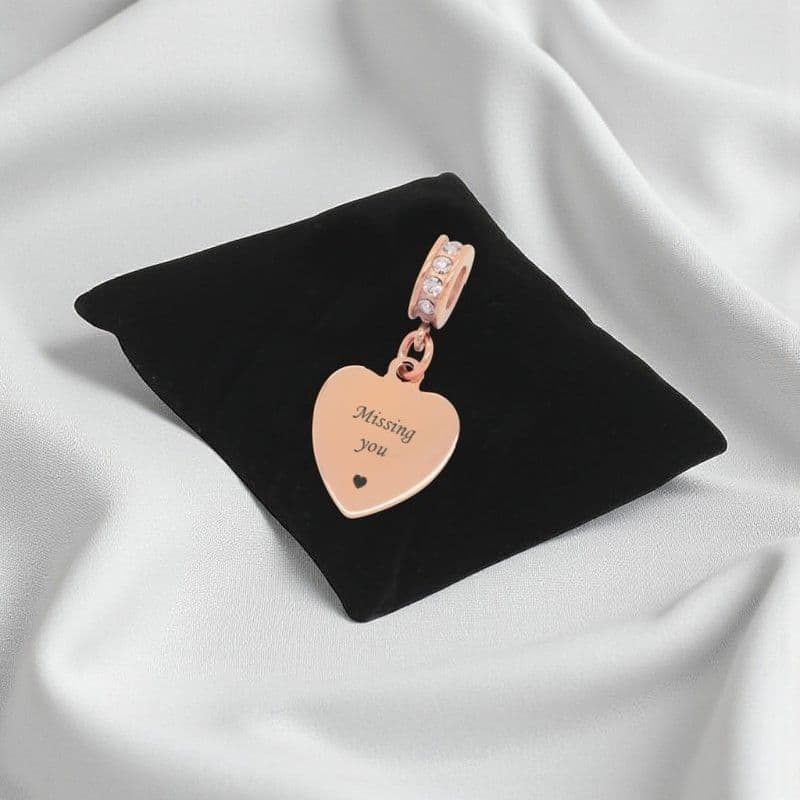Missing You, Rose Gold Engraved Memorial Charm| Someone Remembered
