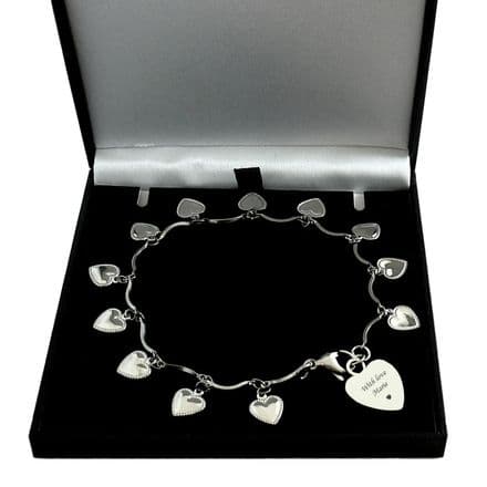 Multiple Heart Memorial Bracelet with Personalised Engraving