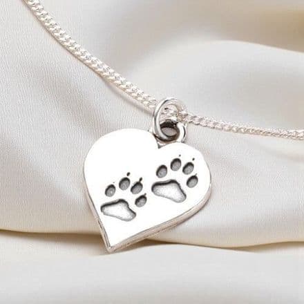 Pawprints on Your Heart Necklace, Optional Engraving.