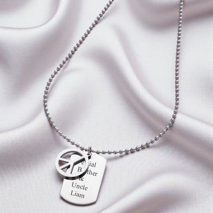 Peace Symbol Dog Tag with Engraving