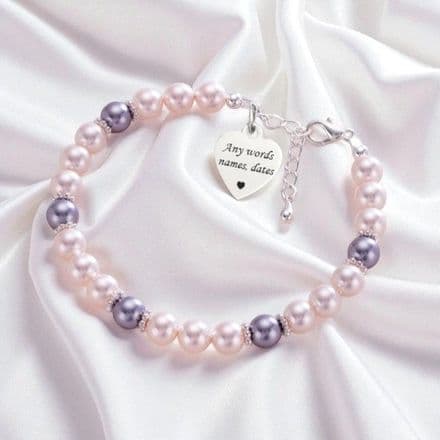 Pearl Memorial Bracelet with Engraved Heart