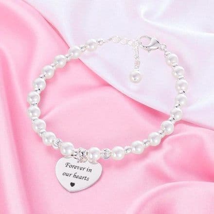 Pearl & Silver Memorial Bracelet with Engraving