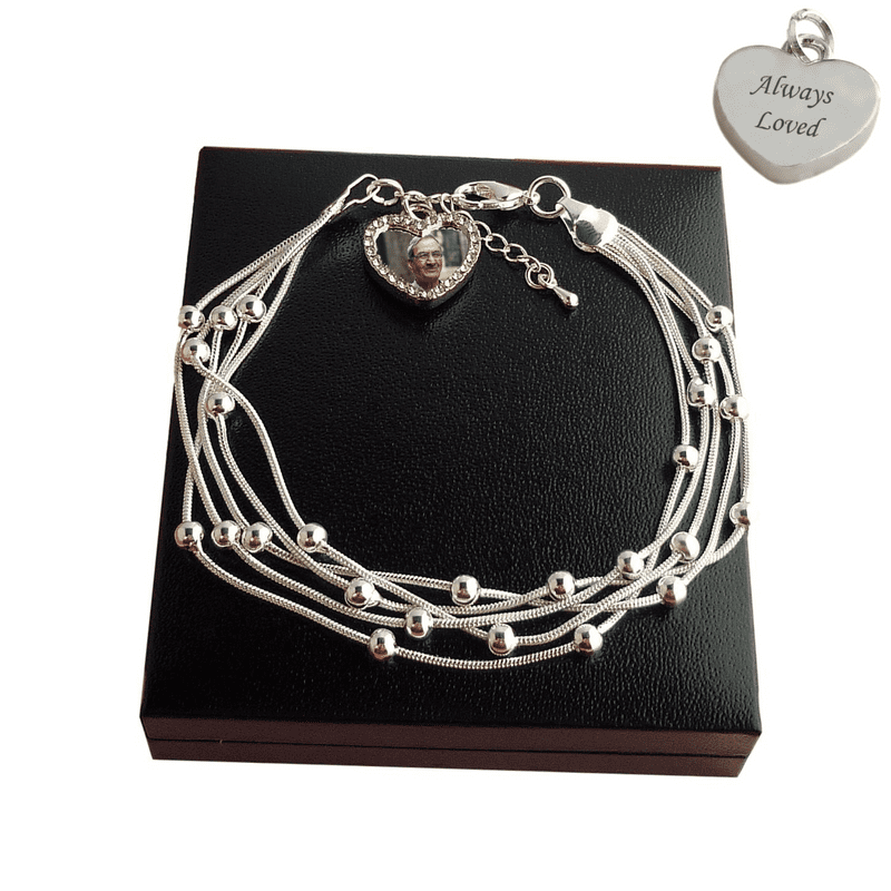 Permanent Photo, Multi Chain Bracelet , Personalised, Engraving | Someone Remembered