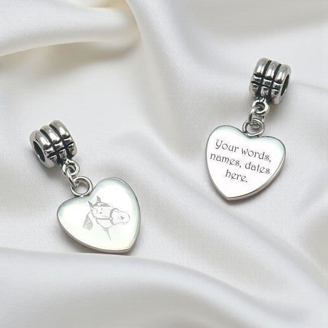 Personalised and Engraved Horse Head Heart Charm | Someone Remembered