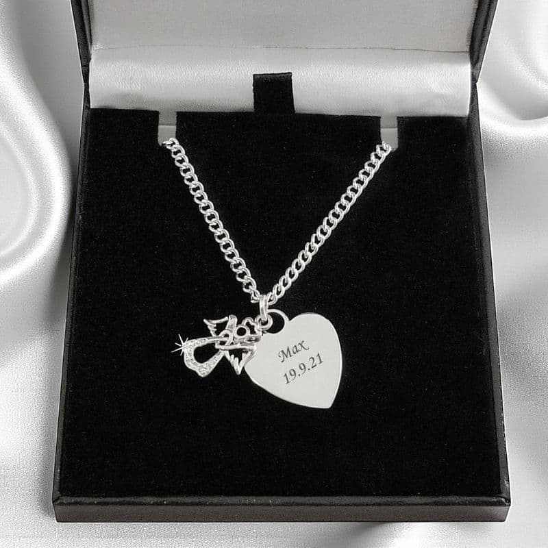 Personalised Angel & Heart Necklace with Engraving | Someone Remembered
