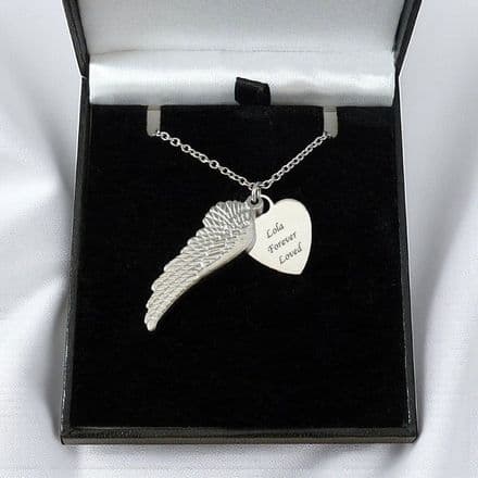 Personalised Angel Wing Necklace with Engraving