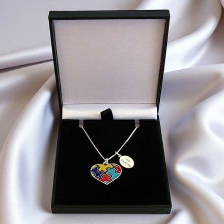 Personalised, Autism Awareness Jigsaw Pendant Necklace