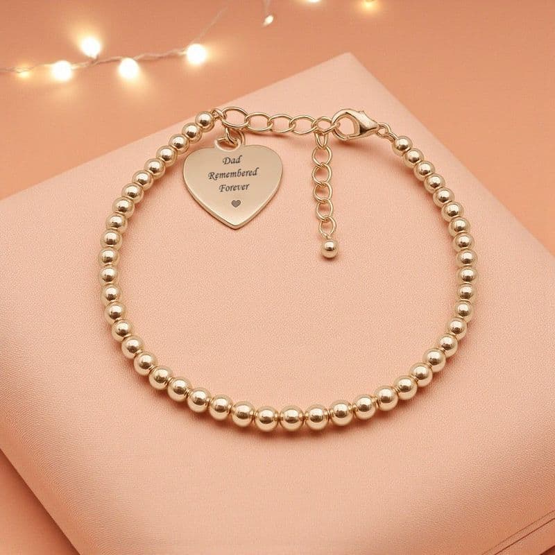 Personalised Bracelet in Rose Gold Beads with Engraving | Someone Remembered