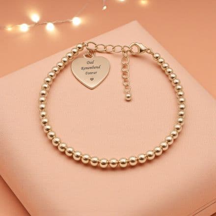 Personalised Bracelet in Rose Gold Beads with Engraving