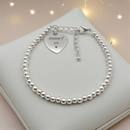 Personalised Bracelet in Silver Beads with Engraving