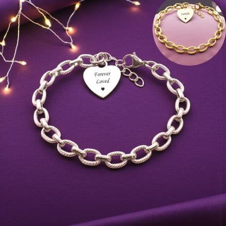 Personalised Bracelet in Silver or Gold Chain with Any Engraving