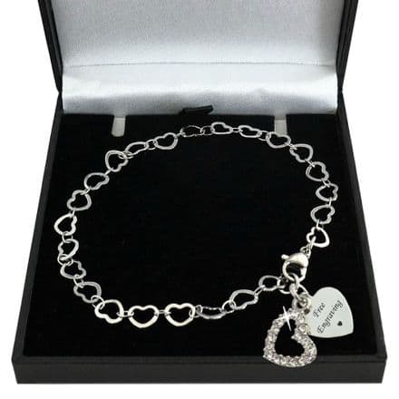 Personalised Bracelet, Silver Steel Chain with Engraved Heart