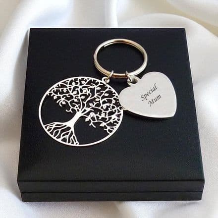 Personalised Gift, Engraved Tree of Life Keyring