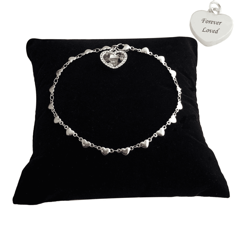 Personalised Gift, Photo Heart Memorial Bracelet, Optional Engraving | Someone Remembered