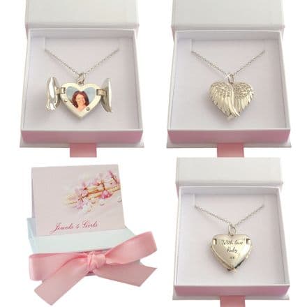 Personalised Memorial Angel Wings Locket Necklace, Photo & Engraving