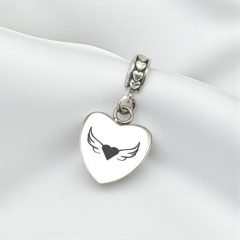 Personalised Memorial Charm with Angel Wings | Someone Remembered
