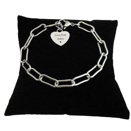 Personalised, Paperclip Chain Bracelet, Engraved, Silver