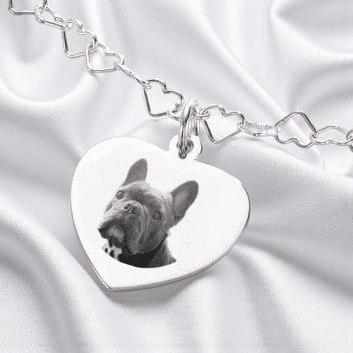Personalised Photo Necklace, Sterling Silver, Custom engraved Heart on Chain | Someone Remembered