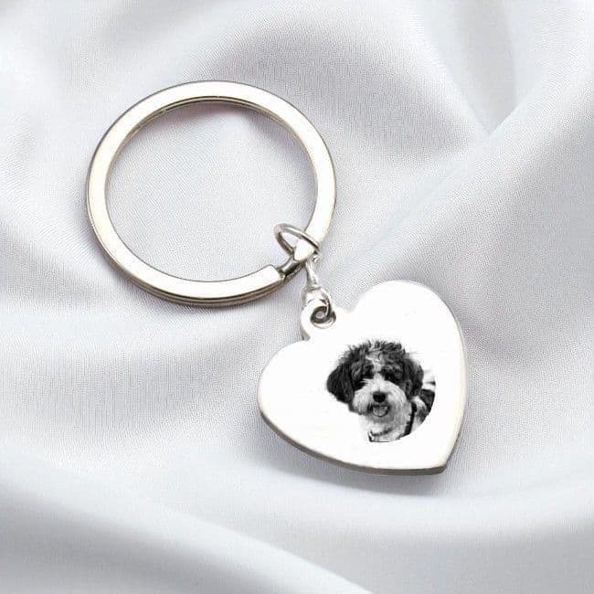 Personalised Photo Keyring with Engraving, Words on the Back. Engraved Gift | Someone Remembered