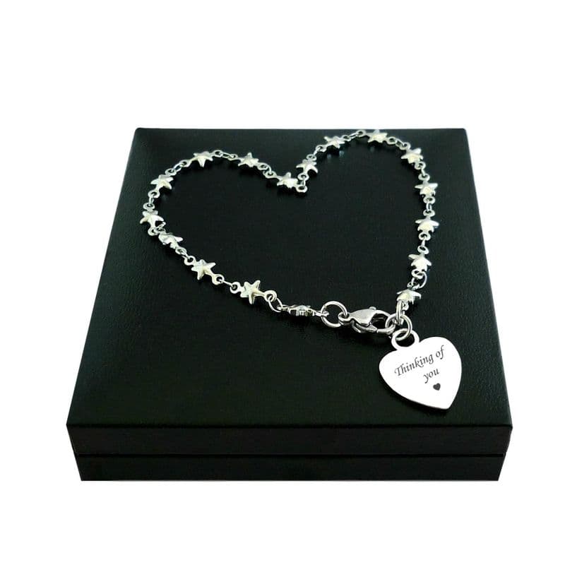 Personalised Star Link Chain Memorial Bracelet with Engraving | Someone Remembered